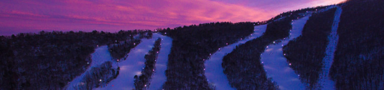 The  ski slopes at sunset