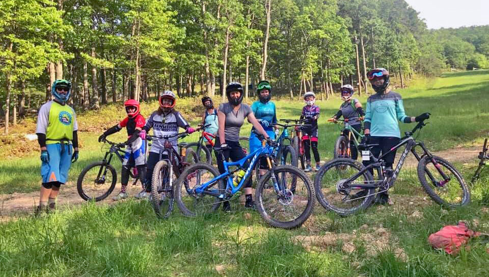 A group of guests in the  Mountain Bike Park