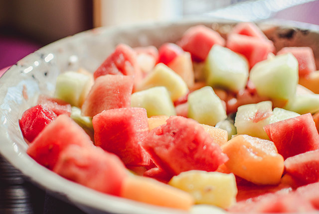 A bowl of fruit, catering at  Resort