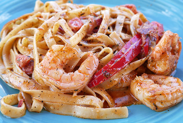 Shrimp pasta at  Resort